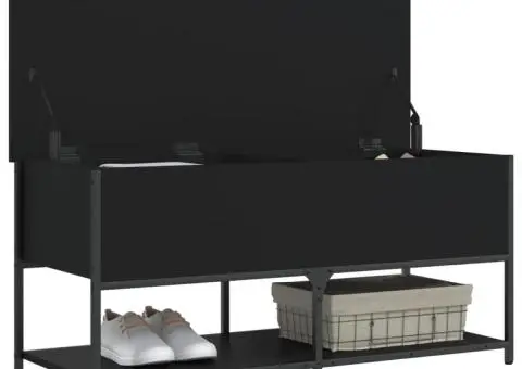 Bancă de depozitare, negru, 100x42,5x47 cm, lemn prelucrat - 5/5