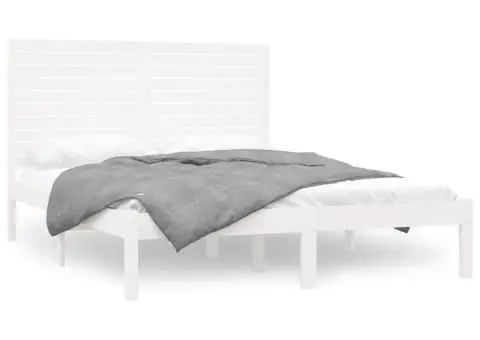 Cadru de pat, alb, 160x200 cm, lemn masiv - 2/5