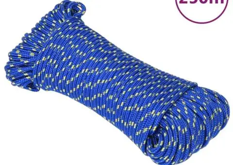 Frânghie de barcă, albastru, 3 mm, 250 m, polipropilenă - 1/5