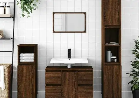 Dulap pentru baie, stejar maro, 80x33x60 cm, lemn compozit - 1/5