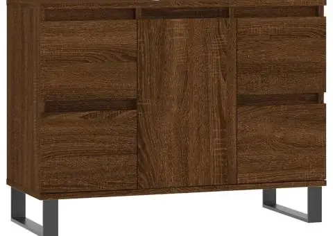 Dulap pentru baie, stejar maro, 80x33x60 cm, lemn compozit - 2/5