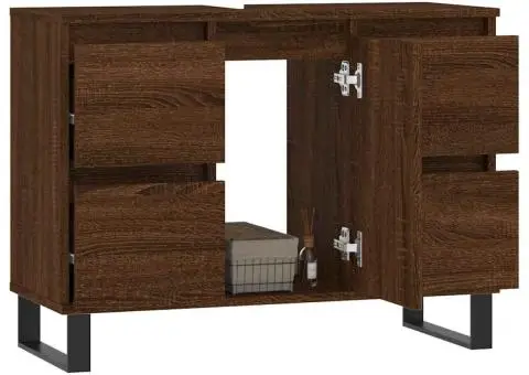 Dulap pentru baie, stejar maro, 80x33x60 cm, lemn compozit - 3/5