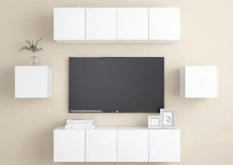 Set dulapuri TV, 6 piese, alb, lemn prelucrat - 1/5