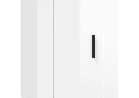 Set dulap TV, 4 piese, alb extralucios, lemn prelucrat - 5/5