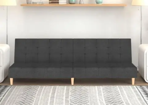 Canapea extensibilă cu 2 locuri, gri închis, textil - 1/5