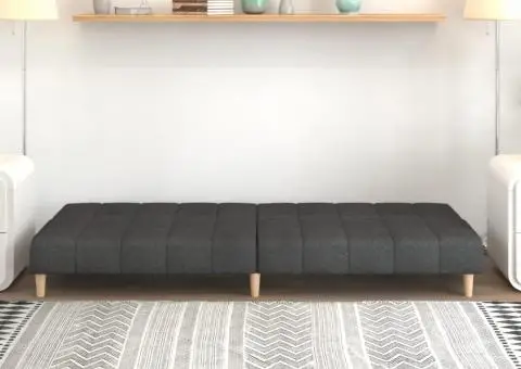 Canapea extensibilă cu 2 locuri, gri închis, textil - 3/5