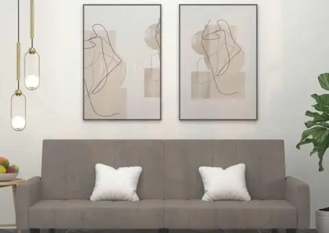 Canapea extensibilă cu 2 locuri, gri deschis, catifea - 1/5