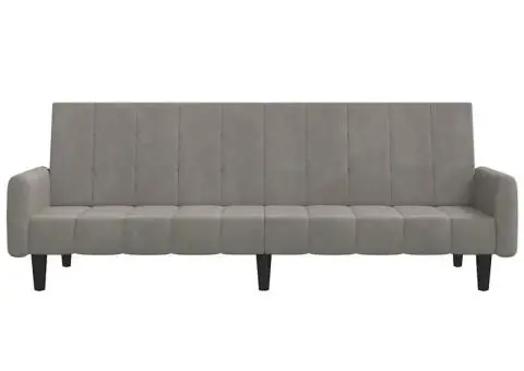 Canapea extensibilă cu 2 locuri, gri deschis, catifea - 4/5