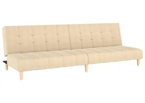 Canapea extensibilă cu 2 locuri, crem, material textil - 2/5