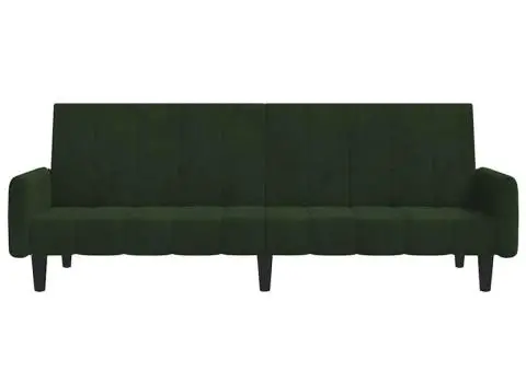 Canapea extensibilă cu 2 locuri, verde închis, catifea - 4/5