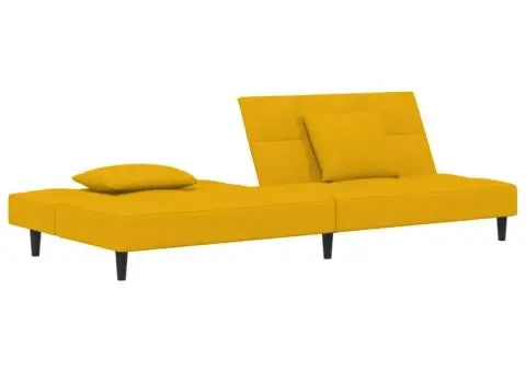 Canapea extensibilă cu 2 locuri, 2 perne, galben, catifea - 5/5