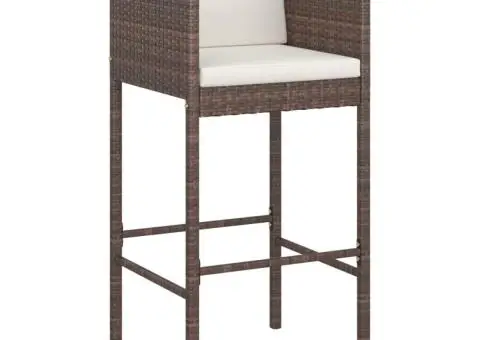 Scaune de bar cu perne, 2 buc., maro, poliratan - 3/5