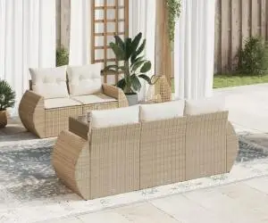 vidaXL Set canapele de grădină cu perne, 6 piese, bej, poliratan