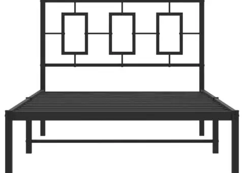 Cadru de pat metalic cu tăblie, negru, 100x190 cm - 5/5