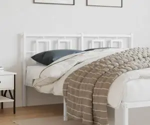 vidaXL Tăblie de pat metalică, alb, 150 cm