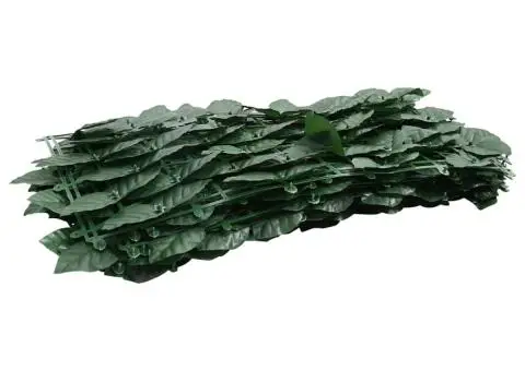 Paravan de balcon cu frunze verde închis, 200x75 cm - 3/5