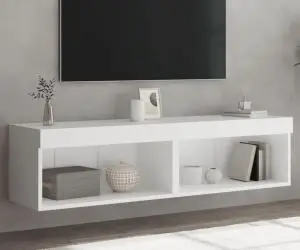 vidaXL Comode TV cu lumini LED, 2 buc., alb, 60x30x30 cm