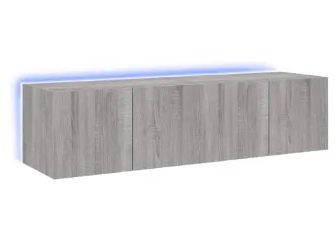 Comodă TV de perete cu LED, 2 buc, gri sonoma, 60x35x31 cm - 2/5