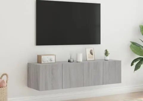 Comodă TV de perete cu LED, 2 buc, gri sonoma, 60x35x31 cm - 4/5