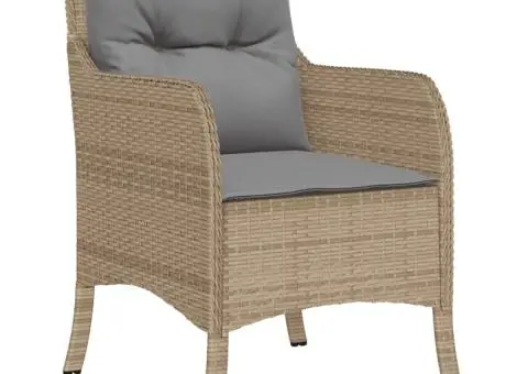 Set de masă pentru grădină, 9 piese, cu perne, bej, poliratan - 3/5