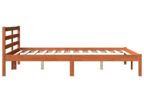 Cadru pat fără saltea, maro ceruit, 140x190 cm, lemn masiv pin - 5/5