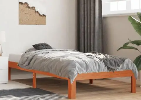 Cadru pat fără saltea, maro ceruit, 100x200 cm, lemn masiv pin - 1/5