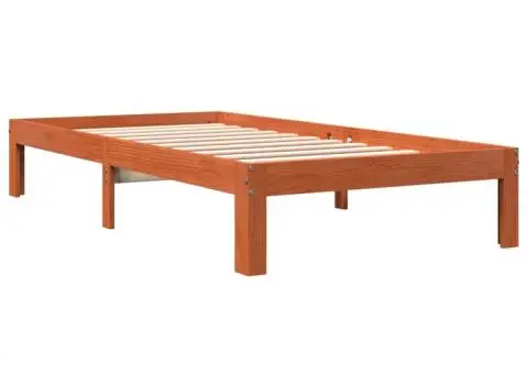 Cadru pat fără saltea, maro ceruit, 100x200 cm, lemn masiv pin - 3/5
