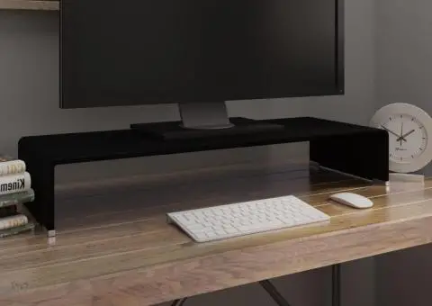 Suport TV/monitor din sticlă, 80x30x13 cm, negru - 1/5