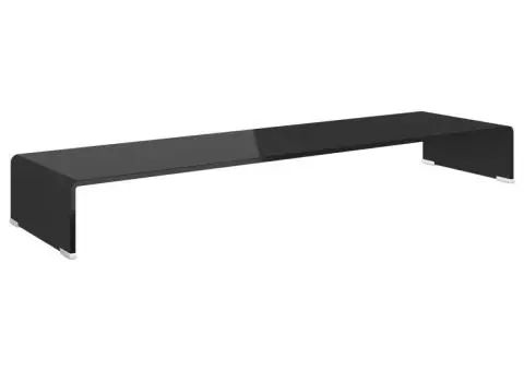 Stand TV/Suport monitor, sticlă, 110x30x13 cm, negru - 2/5