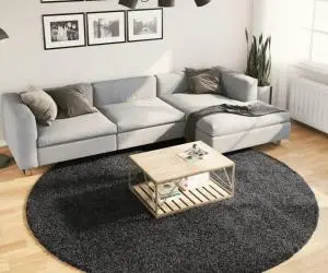 vidaXL Covor pufos "PAMPLONA" cu fire înalte, antracit modern Ø 240 cm