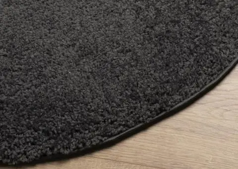 Covor pufos "PAMPLONA" cu fire înalte, antracit modern Ø 240 cm - 4/5