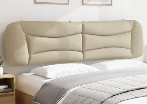 Pernă pentru tăblie de pat, crem, 200 cm, material textil - 1/5