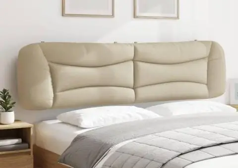 Pernă pentru tăblie de pat, crem, 200 cm, material textil - 4/5