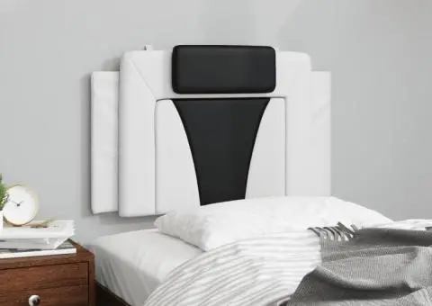 Pernă pentru tăblie pat, alb și negru, 80 cm, piele artificială - 3/5