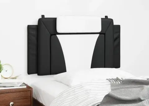 Pernă pentru tăblie pat, negru și alb, 100cm, piele artificială - 4/5