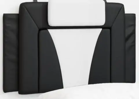 Pernă pentru tăblie pat, negru și alb, 90 cm, piele artificială - 1/5