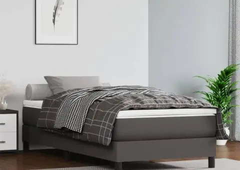 Saltea de pat cu arcuri, gri, 120x190x20 cm, piele ecologică - 1/5