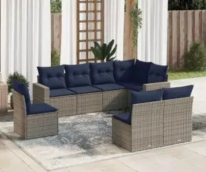 vidaXL Set canapele de grădină cu perne, 8 piese, gri, poliratan