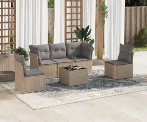 vidaXL Set canapele de grădină cu perne, 6 piese, bej, poliratan