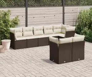 vidaXL Set canapele de grădină cu perne, 8 piese, maro, poliratan