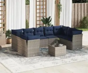 vidaXL Set canapele de grădină cu perne, 10 piese, gri, poliratan