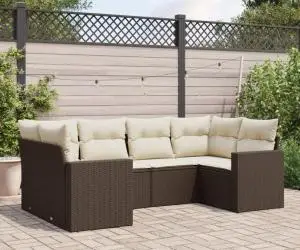 vidaXL Set canapele de grădină cu perne, 6 piese, maro, poliratan