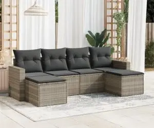 vidaXL Set canapele de grădină cu perne, 6 piese gri deschis poliratan