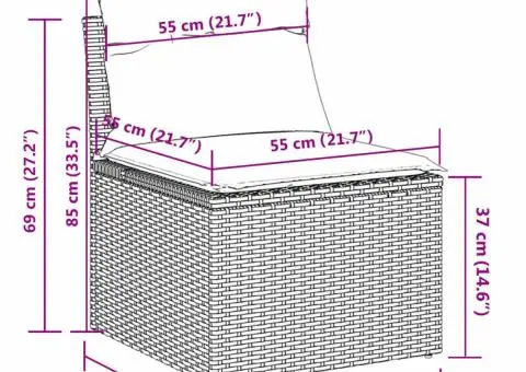 Set canapea de grădină cu perne, 5 piese, gri, poliratan - 3/4