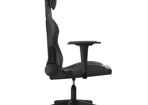 Scaun de gaming de masaj, negru, piele ecologică - 4/5