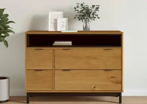 Dulap cu sertar „FLAM” 110x40x80 cm, lemn masiv de pin - 1/5