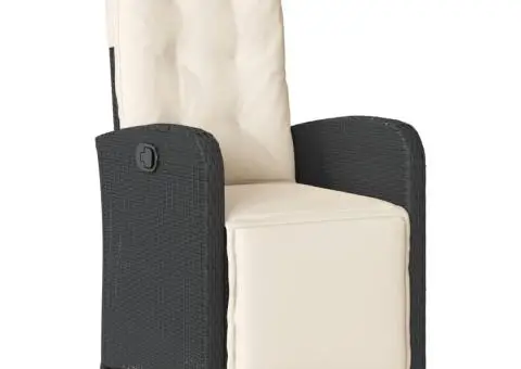 Set mobilier de grădină cu perne, 7 piese, negru, poliratan - 4/5