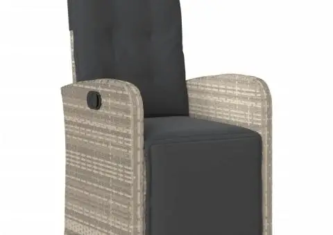 Set mobilier grădină cu perne, 9 piese, gri deschis, poliratan - 3/5