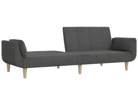 Canapea extensibilă cu 2 locuri, 2 perne, gri închis, textil - 4/5