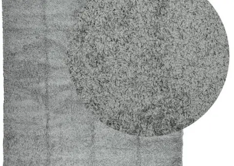 Covor pufos "PAMPLONA" cu fire înalte, gri modern, 120x120 cm - 3/5